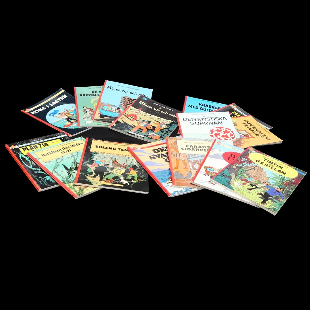 SERIEALBUM, Tintin, 15 st. — Comics — Kalmar Auktionsverk