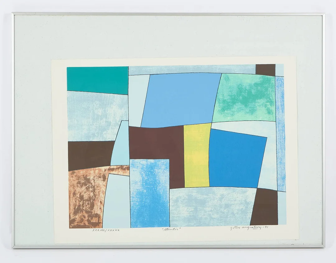 GÖRAN AUGUSTSON. "Atlantic", signerad samt daterad -91, litografi, XXXVIII/XXXXX. — Engravings & Prints — Stockholms Auktionsverk Helsinki