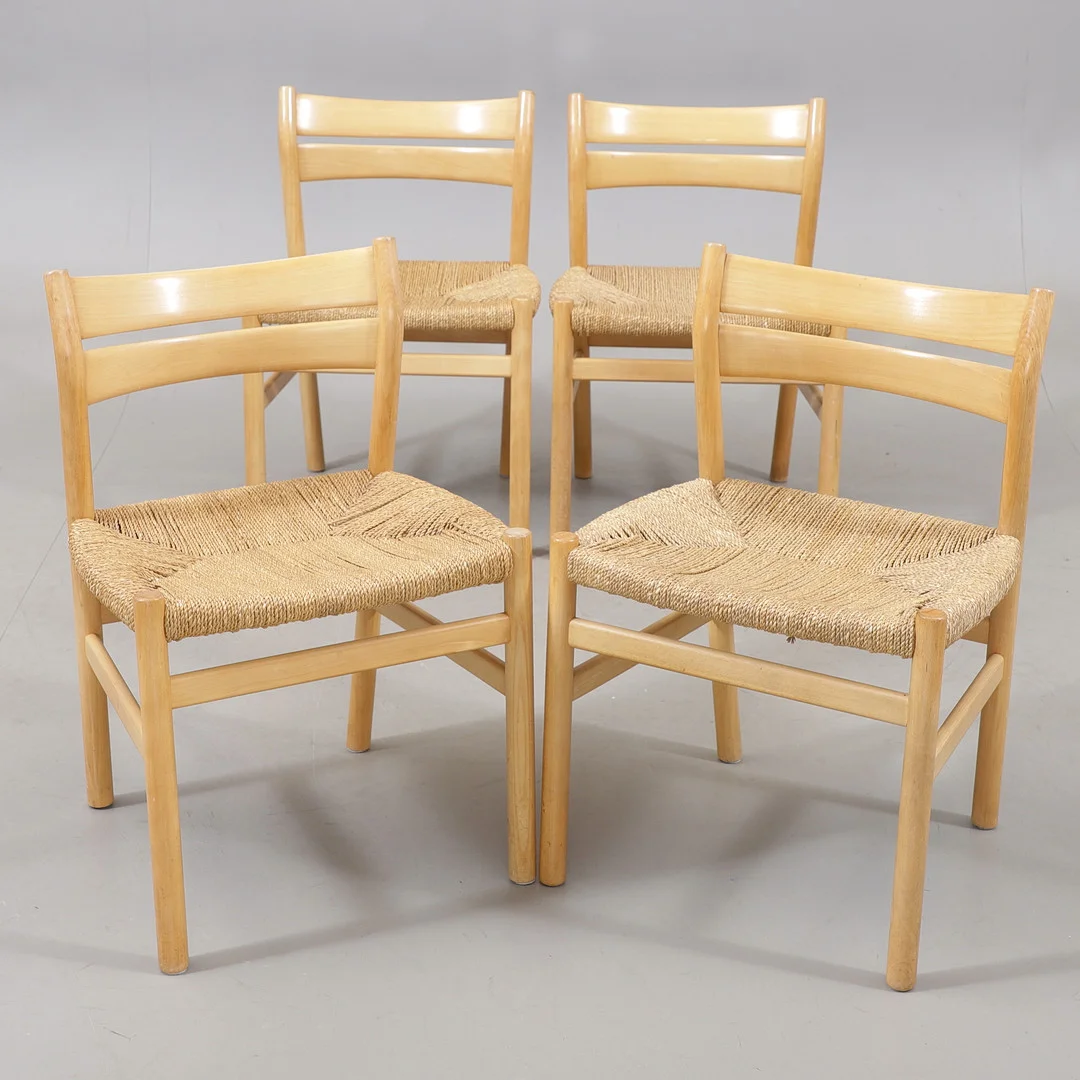 BØRGE MOGENSEN. Stolar, 4 st, "BM1", C.M Madsens fabriker, Haarby, Danmark. — Armchairs & Chairs — Växjö Auktionskammare