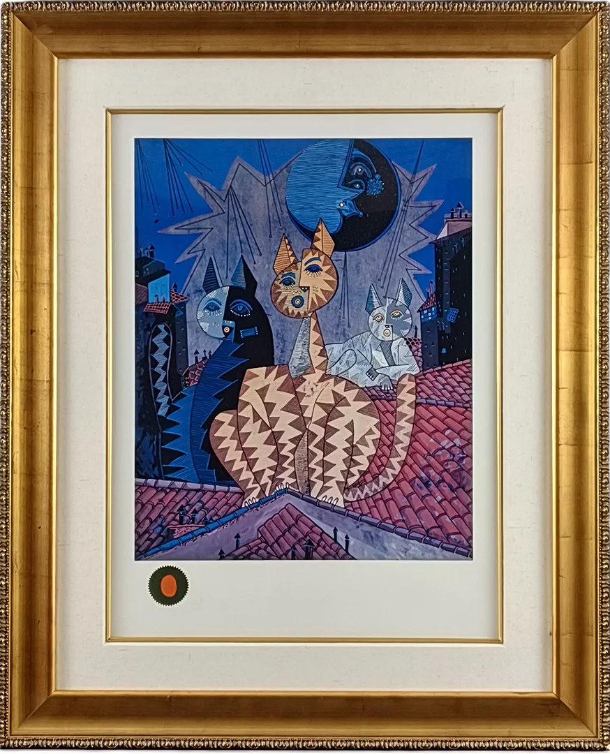 FUERTES, JESÚS GOMEZ. "3 Gatos", um 2000/2005, farbiger Kunstdruck. — Engravings & Prints — Auktionshaus Blank
