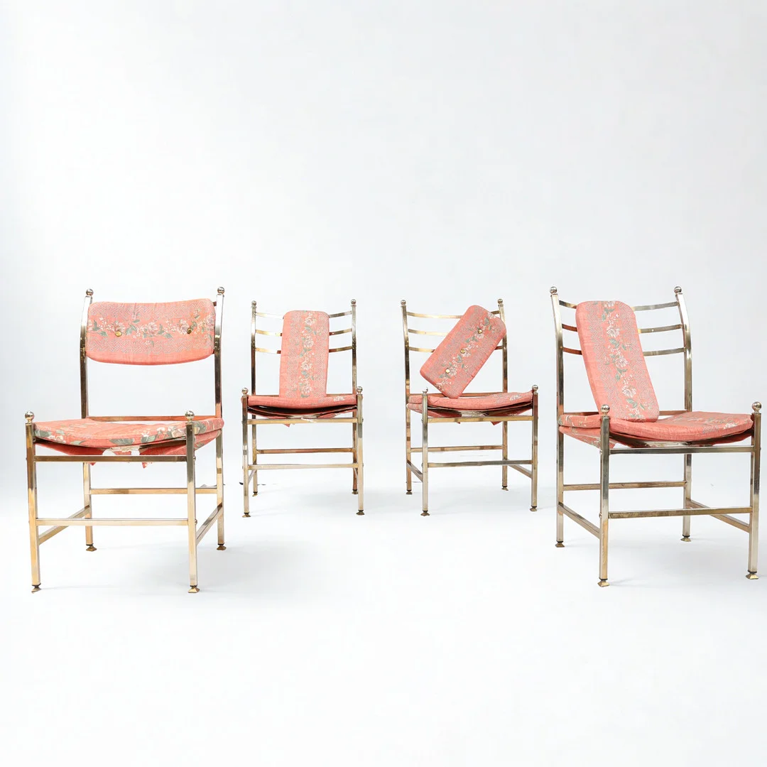 GÖSTA WESTERBERG. Stolar, 4 st, "Stol 1971", AB Gejervall & Broo, Tibro. Metall, med textila dynor. — Armchairs & Chairs — Falun Auktionsbyrå