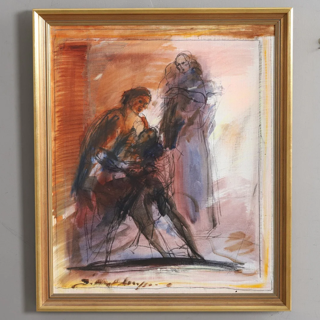 BO ÅKE ADAMSSON. OLJA PÅ DUK, dansande par, signerad. — Paintings — Örebro Stadsauktioner