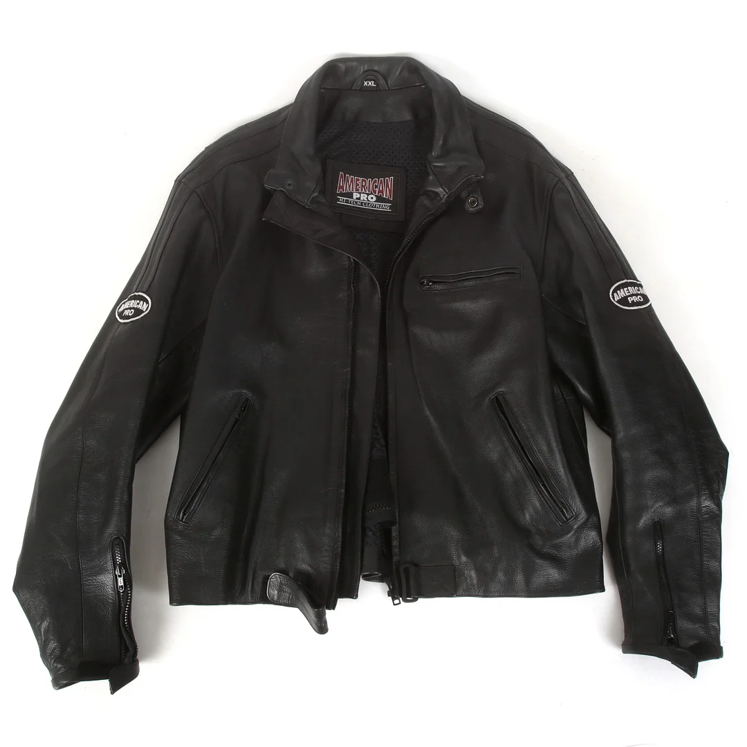 MC JACKA, skinn, American Pro, 2000-tal. — Vintage & Designer Fashion — Stadsauktion Sundsvall