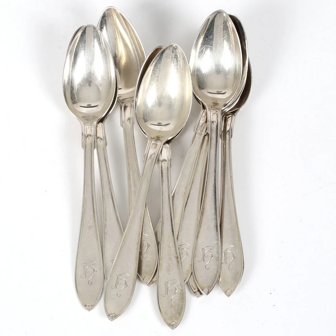 SKEDAR, 10 st. silver, modell "Svensk spets", GAB, Stockholm. 1921. — Silver — Stadsauktion Sundsvall