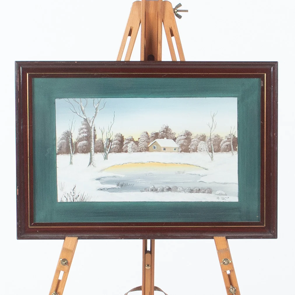 OIDENTIFIERAD KONSTNÄR. Blandteknik, snötäckt landskap. — Paintings — Laholms Auktionskammare