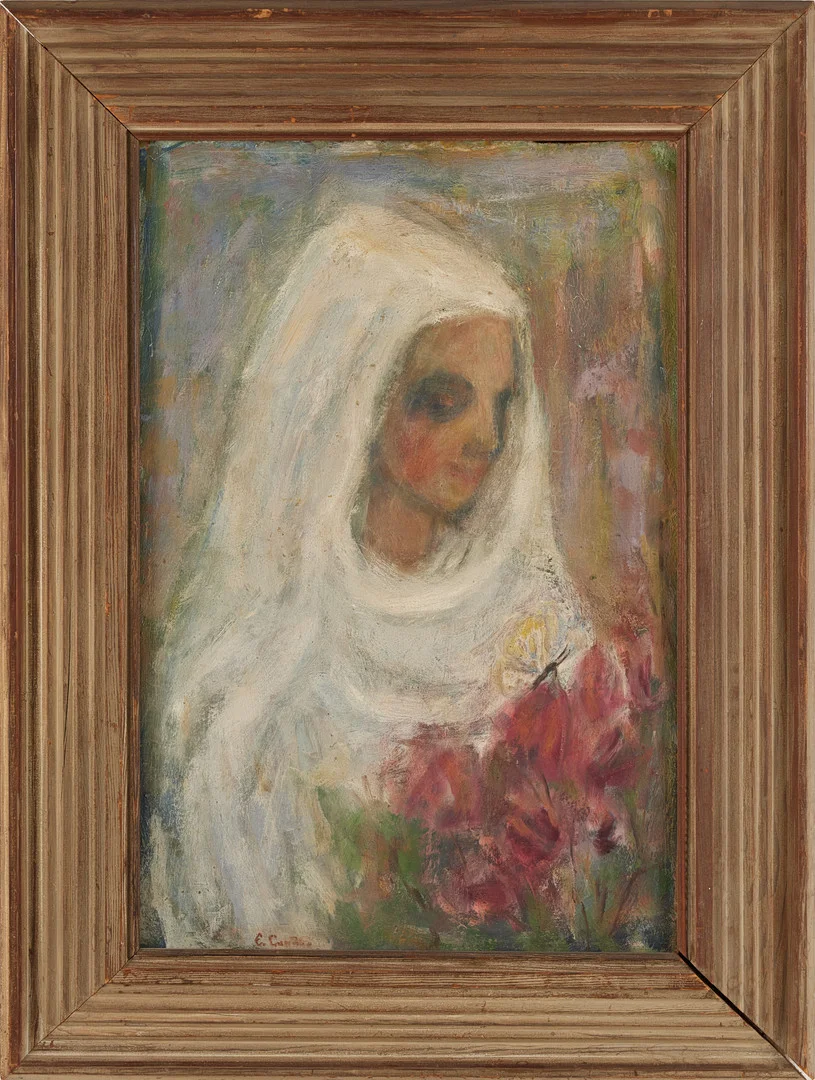 ERIC LUNDBERG. Porträtt, signerad, olja på pannå. — Paintings — Stockholms Auktionsverk Magasin 5