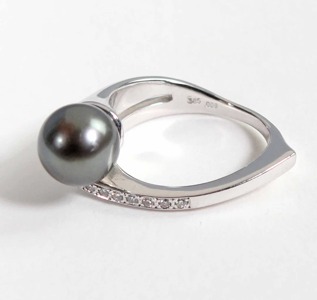 TAHITI-PERL BRILLANT RING - WG 585. — Rings — Auktionshaus Bossard