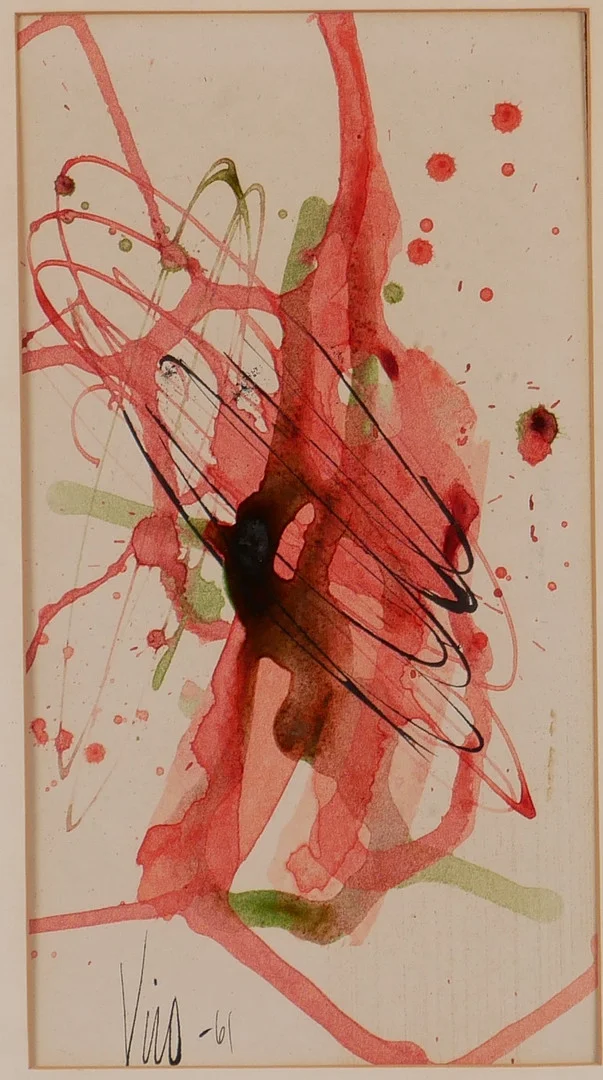 OIDENTIFIERAD KONSTNÄR. Komposition, akvarell, signerad och daterad -61. — Paintings — Auktionsfirma Kenneth Svensson i Kalmar
