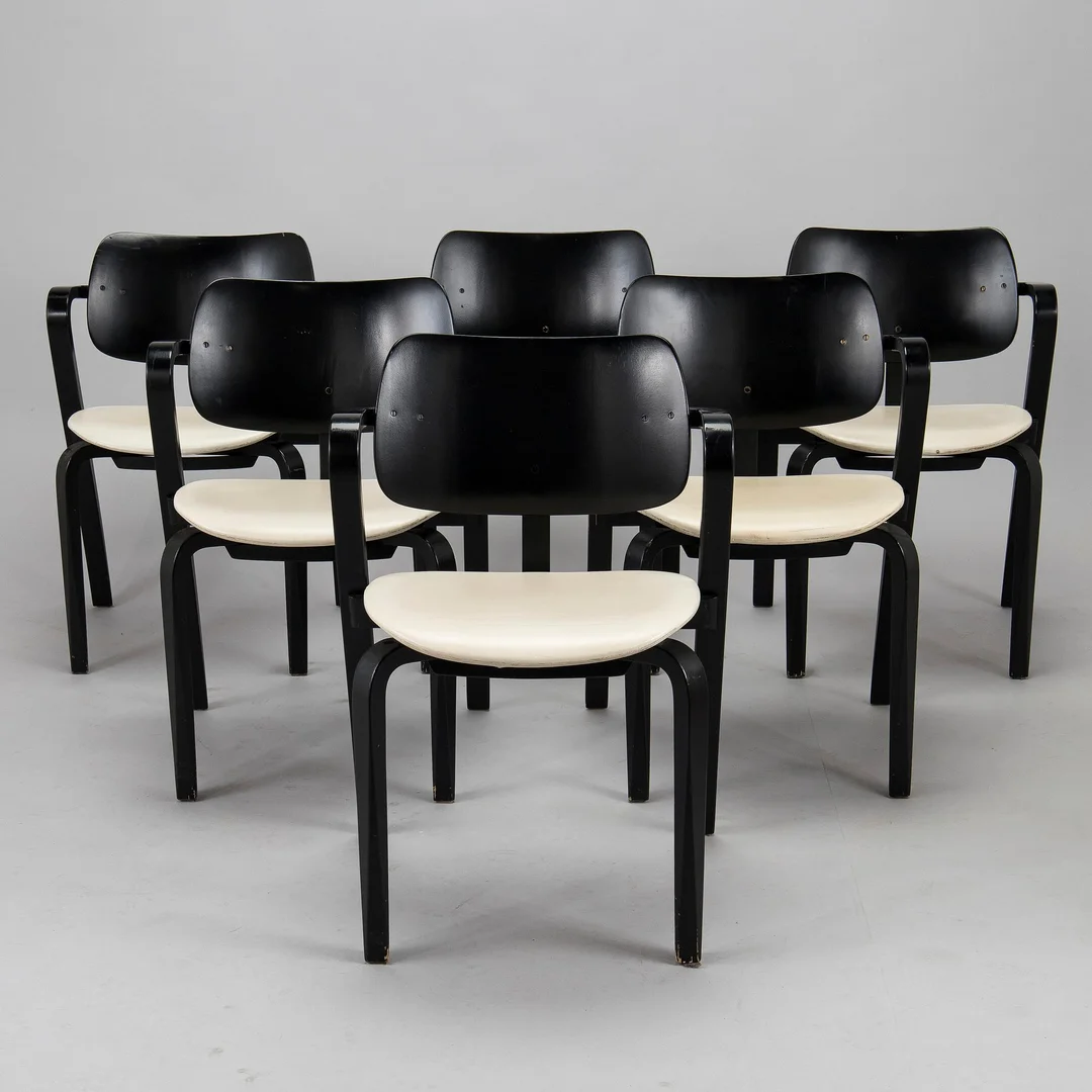 Ilmari Tapiovaara, karmstolar, 6 st, "Aslak", Asko 1960-tal. — Design/Möbler — Bukowskis