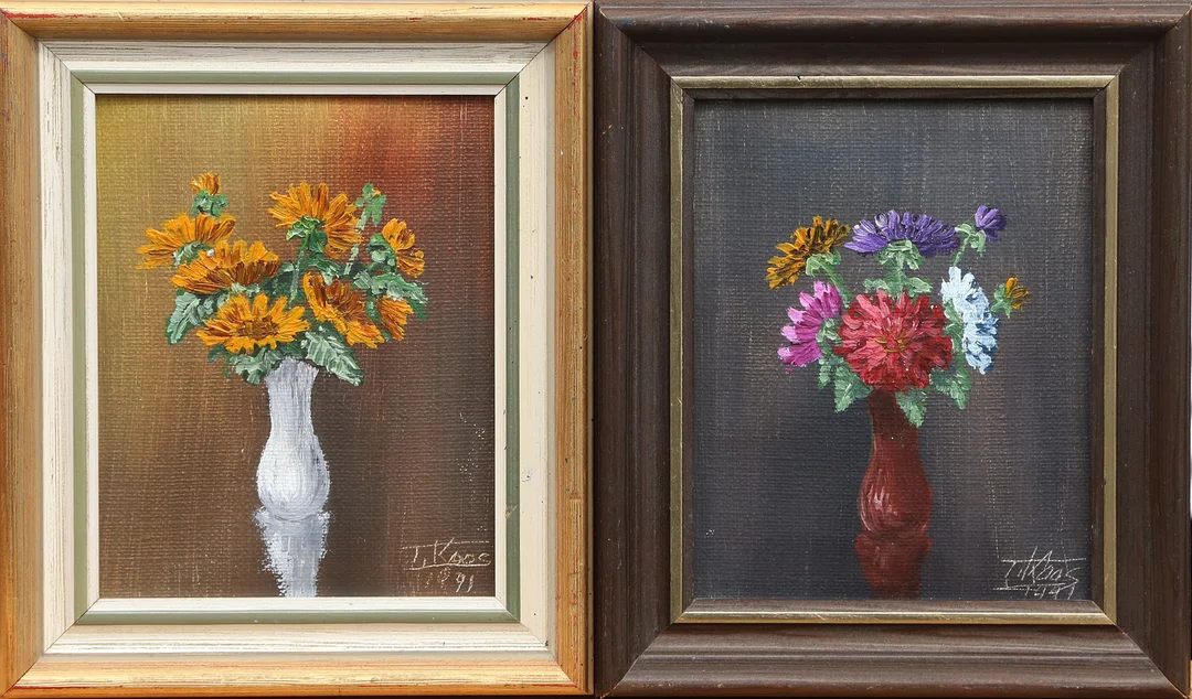 OIDENTIFIERAD KONSTNÄR. OLJOR, på pannå, 2 st, signerade. — Paintings — Kalmar Auktionsverk