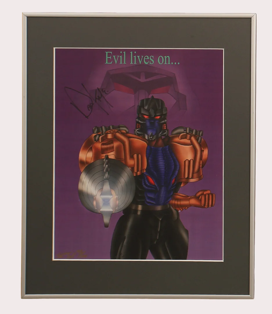 DAVID KAYE. Autograf, Sharon Haborde, "Beast Wars Megatron, numrerad 95/100, signerad, certifikat medföljer. — Movie memorabilia — Limhamns Auktionsbyrå