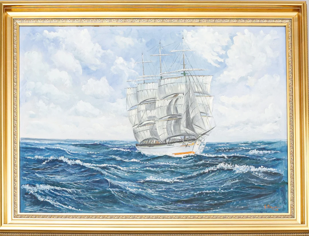 ARNE ASPELIN. Olja på duk signerad a. Aspelin segelfartyg. — Paintings — Södermanlands Auktionsverk