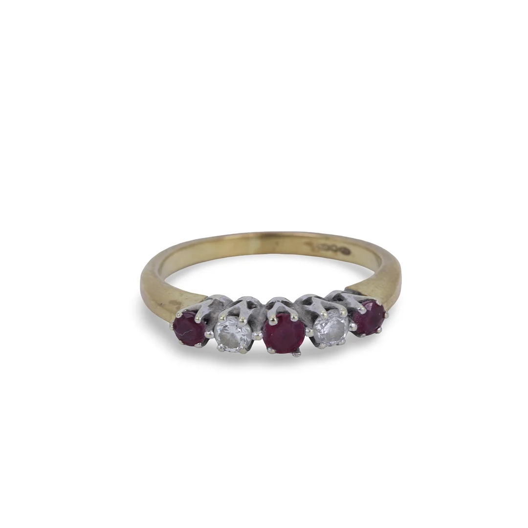 RUBY AND DIAMOND HALF ETERNITY RING. — Rings — Chalkwell Auctions