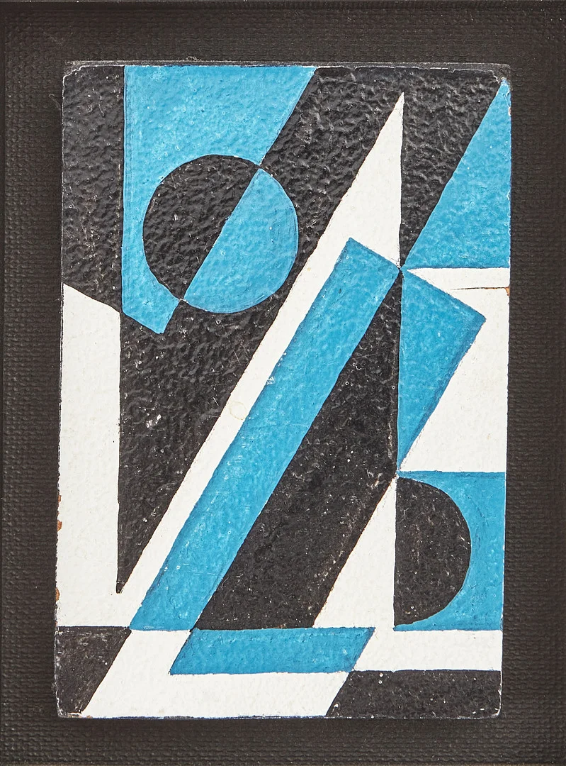 LARS-GUNNAR NORDSTRÖM. Komposition, olja på pannå, á tergo med text " Från Nubben". — Paintings — Stockholms Auktionsverk Magasin 5