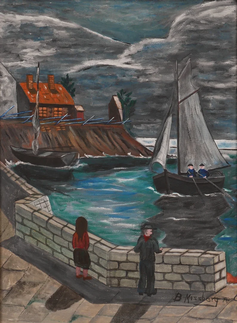 OIDENTIFIERAD KONSTNÄR. Olja på duk, signerad B Mossberg. — Paintings — Auktionsfirma Kenneth Svensson i Kalmar