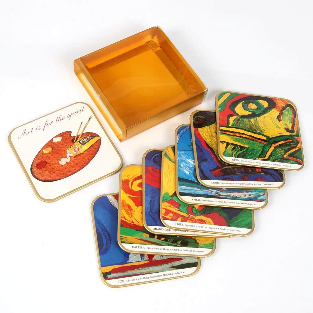COASTER, 8 st, design Bengt Lindström, Kavli, 1900-talets senare del. — Other — Stadsauktion Sundsvall