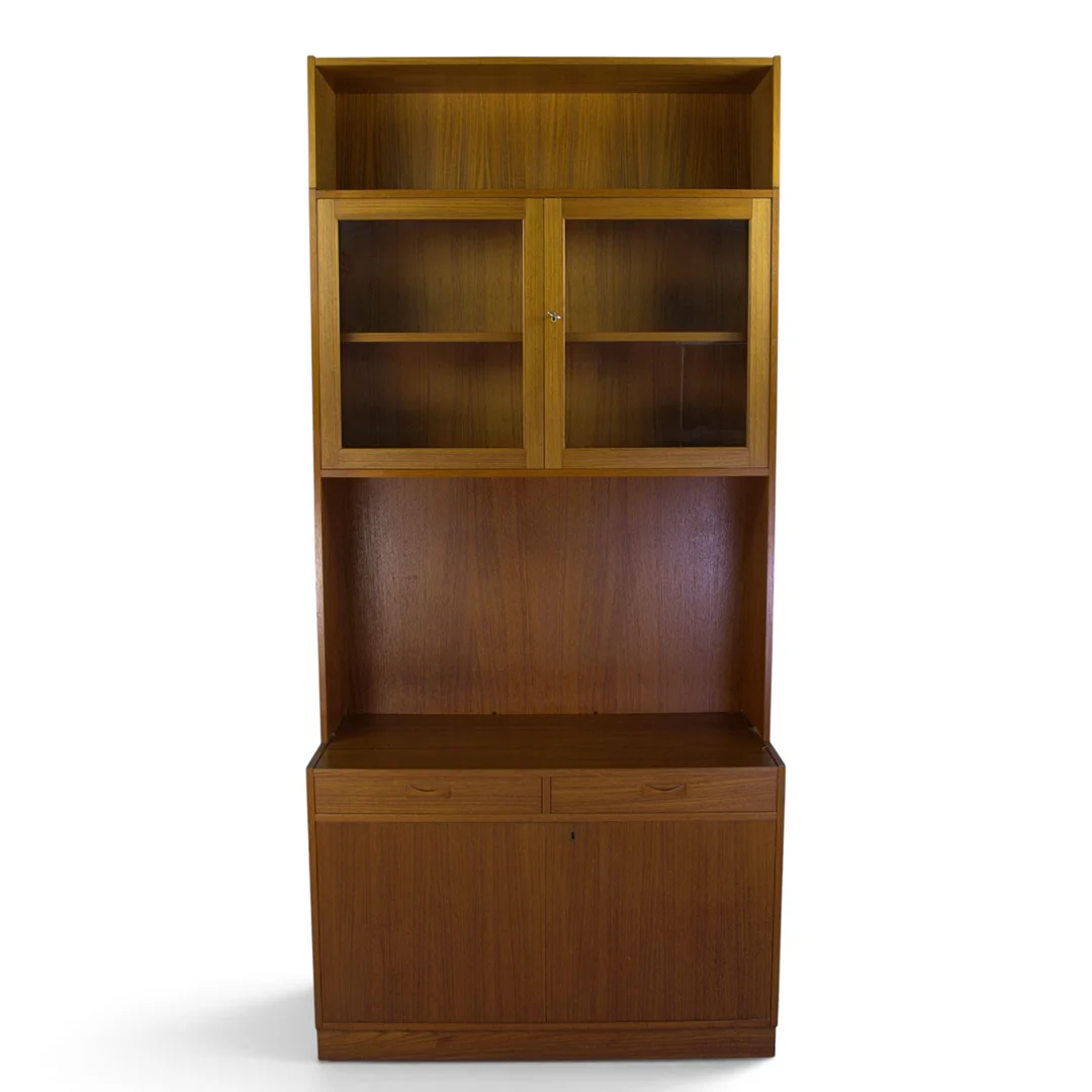 BOKHYLLA, teakfanér, vitrin, delbar, Ajfa Möbelfabrik, 1960-tal. — Cupboards, Cabinets & Shelves — Höganäs Auktionsverk