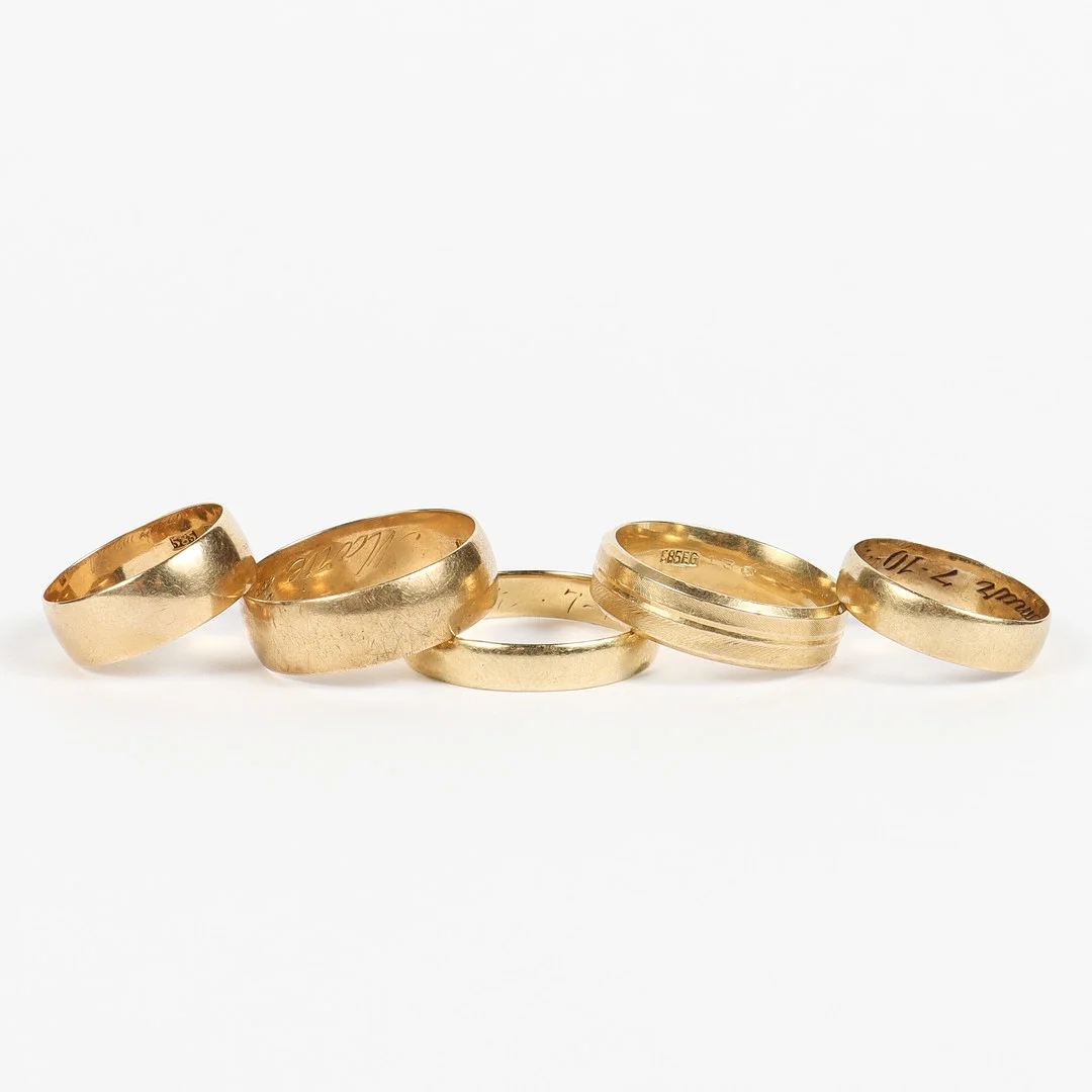 RINGAR 5 stycken, 14k guld. — Rings — Karlstad Hammarö Auktionsverk