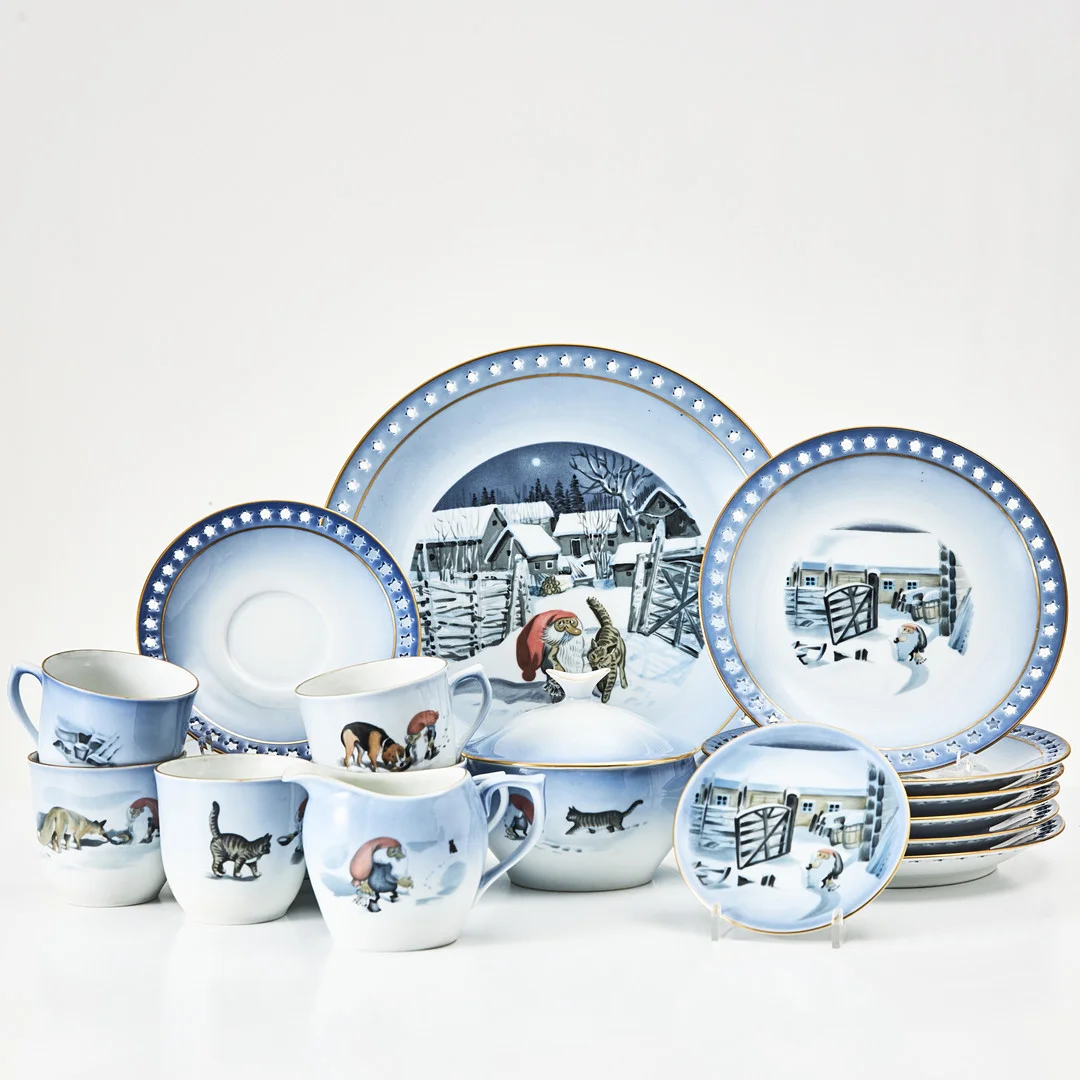 HARALD WIBERG. Kaffeservis, "Tomten", 22dl., porslin, Bing & Gröndahl. — European — Stockholms Auktionsverk Magasin 5