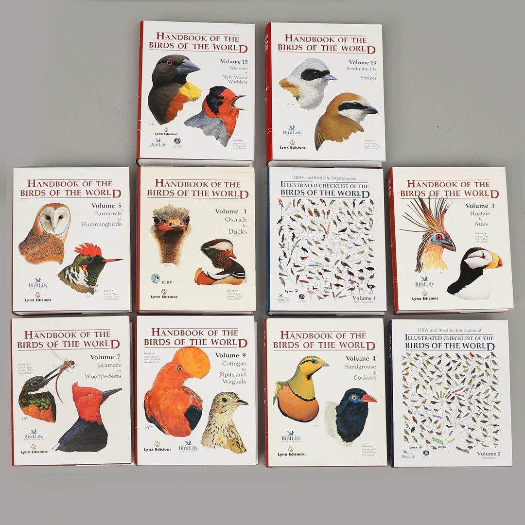 ORNITOLOGI, 10 delar. "Handbook of the birds of the world", 8 volymer, samt "Illustrated checklist of the birds of the world", 2 volymer. — Books — Crafoord Auktioner Malmö