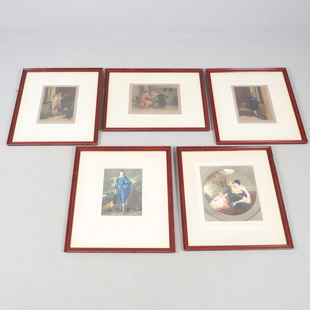 WALTER ALFRED COX (1862-C.1908). FOUR FRAMED MEZZOTINTS; ANOTHER MEZZOTINT AFTER C. FITZGERALD (5). — Engravings & Prints — Lawrences Auctioneers