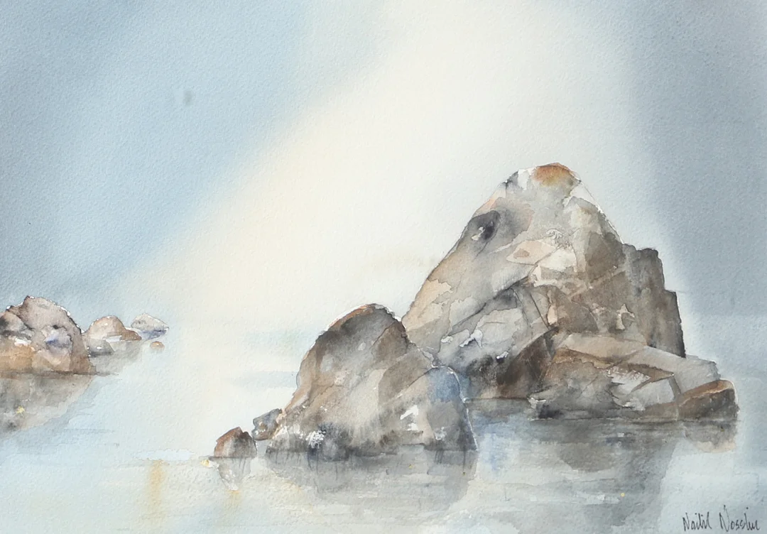 LILIAN NILSSON. Kustparti, akvarell, signerad Nalil Nosslin. — Paintings — Helsingborgs Auktionskammare