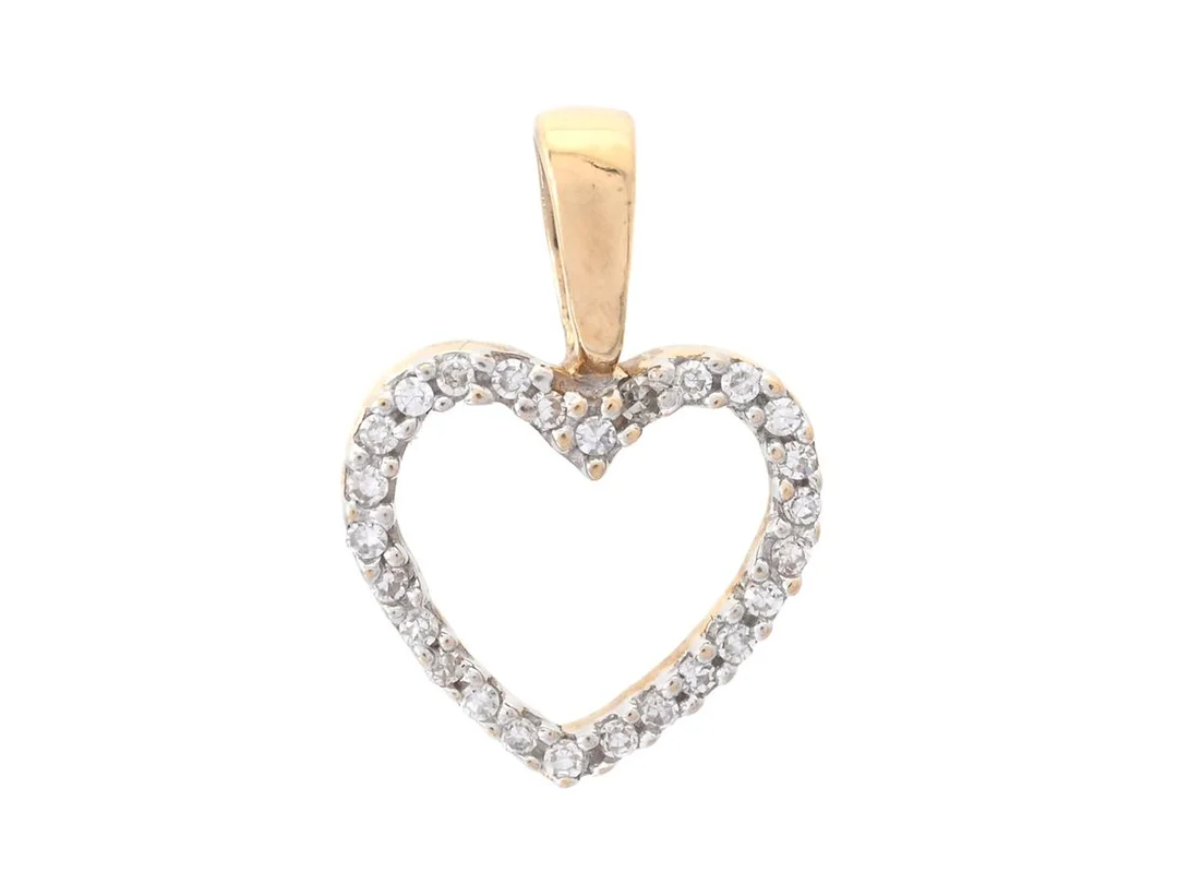 HÄNGE, 18K guld, 26 åttkantslipade diamanter, hjärta, höjd ink. ögla 1,1 cm, vikt ca 0,6 g. — Smycken/Hänge — Kaplans