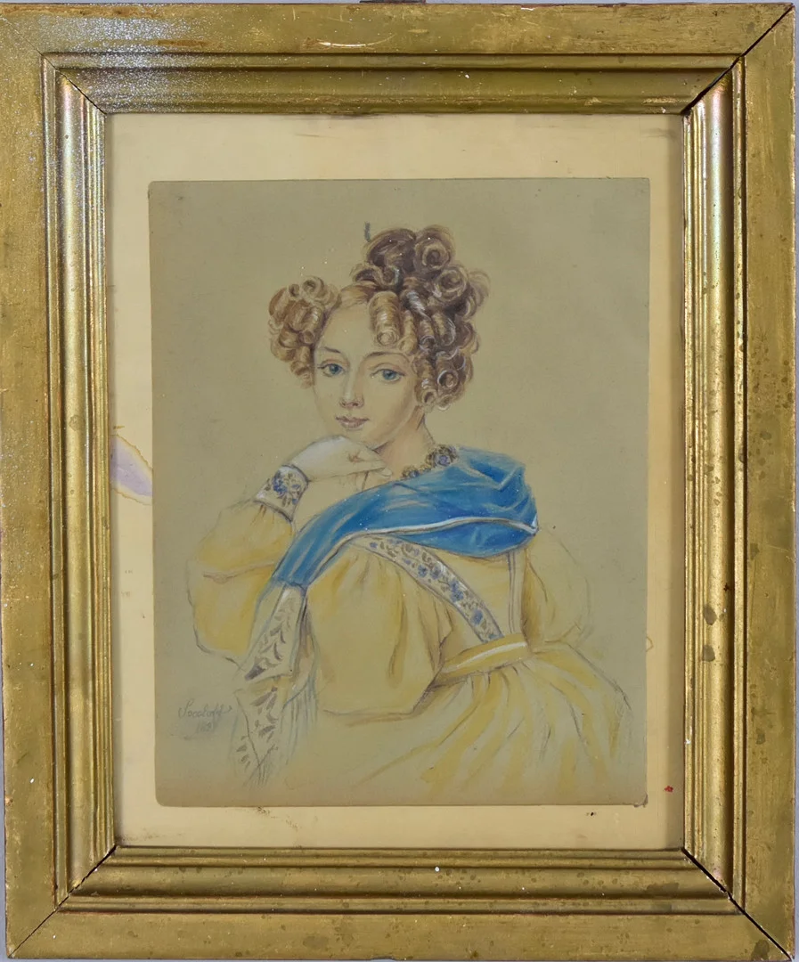 PIOTR FEODOROVICH SOKOLOV. EFTER. akvarellerad teckning föreställande prinsessan Olga Alexandrovna Orlov, 1900-talets 1 hälft. — Drawings — Halmstads Auktionskammare