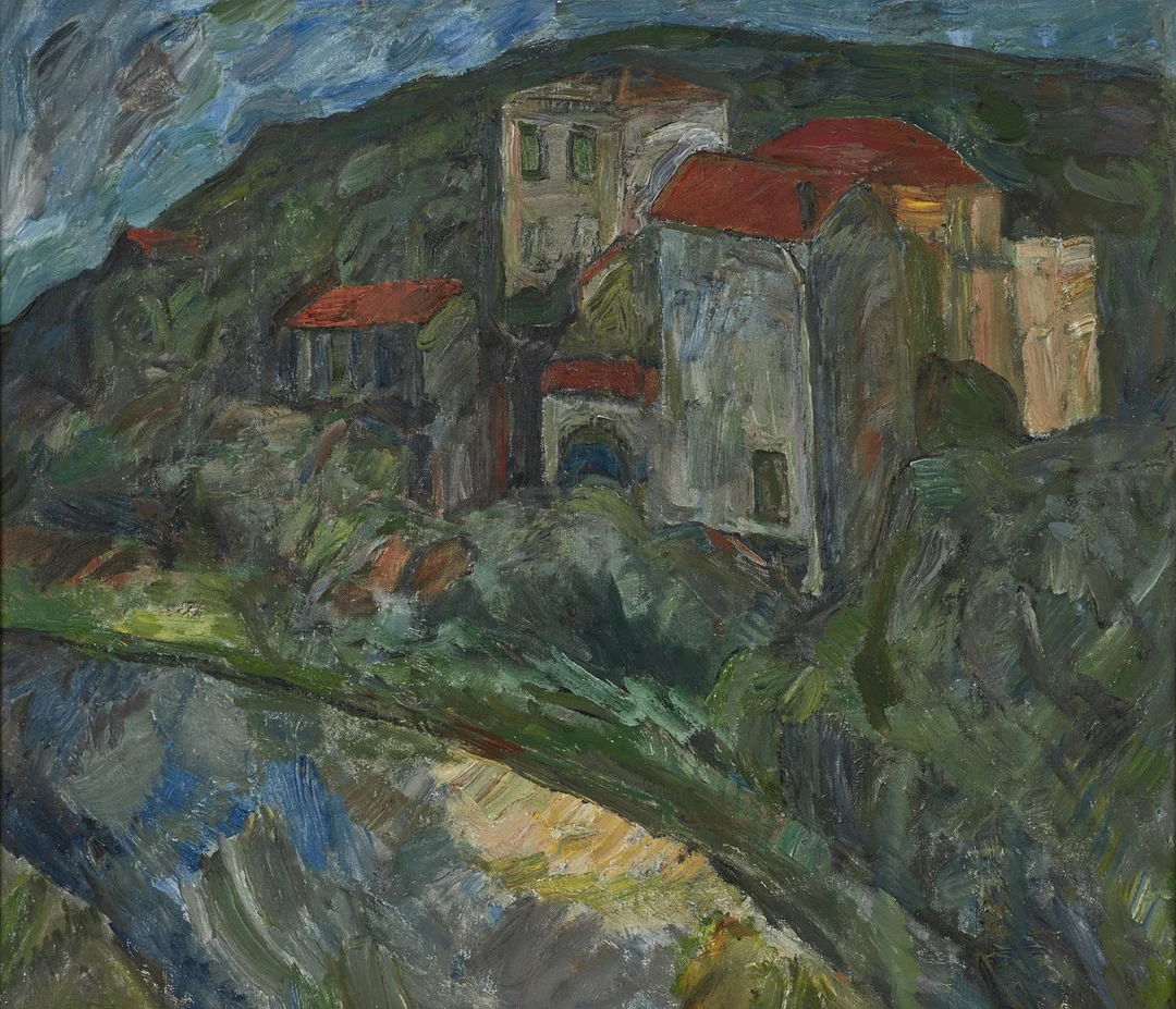 ERIK HALLGREN. Kuststad, signerad, daterad, olja på duk. — Paintings — Crafoord Auktioner Stockholm