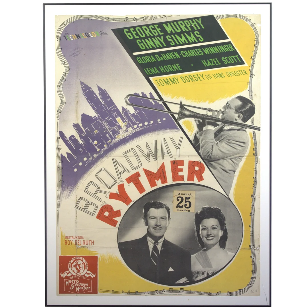 FILMAFFISCH, "Broadway Rytmer, 1951", Dyva & Jeppesens Bogtrykkeri Köpenhamn, 1951. — Other — Höganäs Auktionsverk