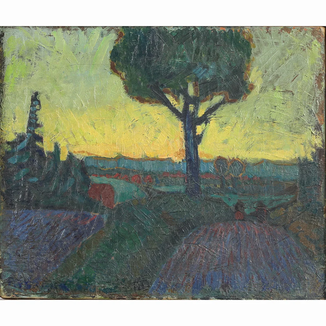 RISAGER. Aftenlandskab, olie på lærred. — Paintings — Bidstrup Auktioner