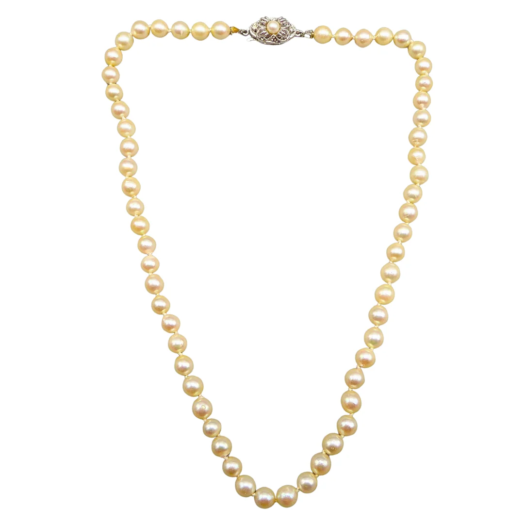 PERLENKETTE MIT KASTENSCHLIESSE, SILBER 835. — Necklace — Auktionshaus Stuber's Hammerschlag