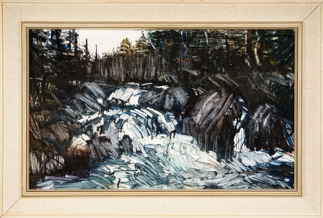 LARS MATSON. Olja på pannå, "Vattenfall", signerad. — Paintings — Norrlands Auktionsverk