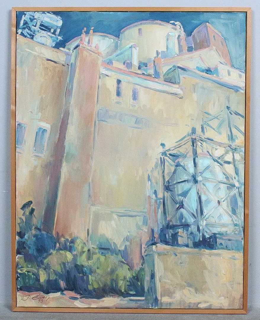 UNBEKANNTER KÜNSTLER. 'Factory Site 'I', Acryl auf Leinwand, signiert. — Paintings — Stockholms Auktionsverk Düsseldorf/Neuss