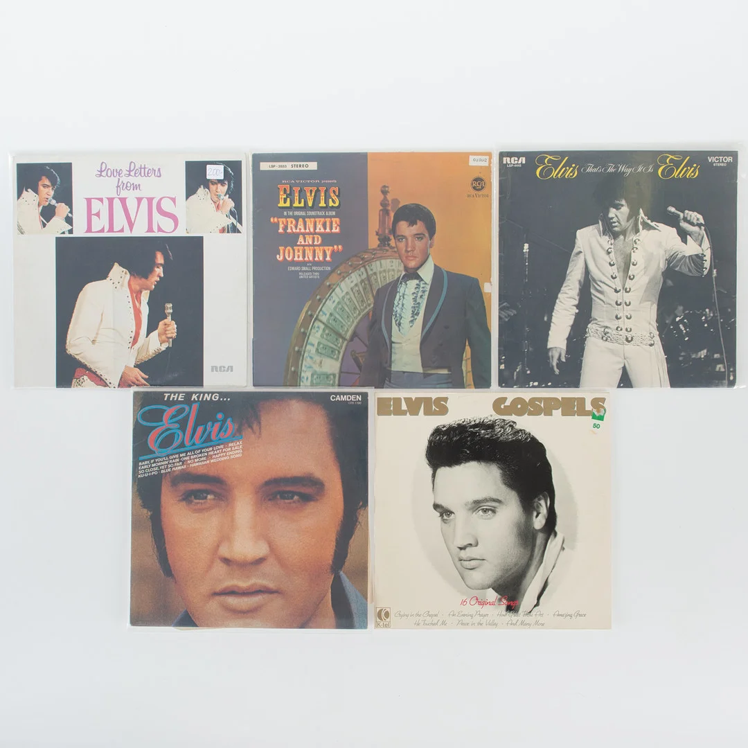 ELVIS PRESLEY. Vinylskivor, 5 stycken. — Audio, Vinyl & Hi-Fi — Laholms Auktionskammare