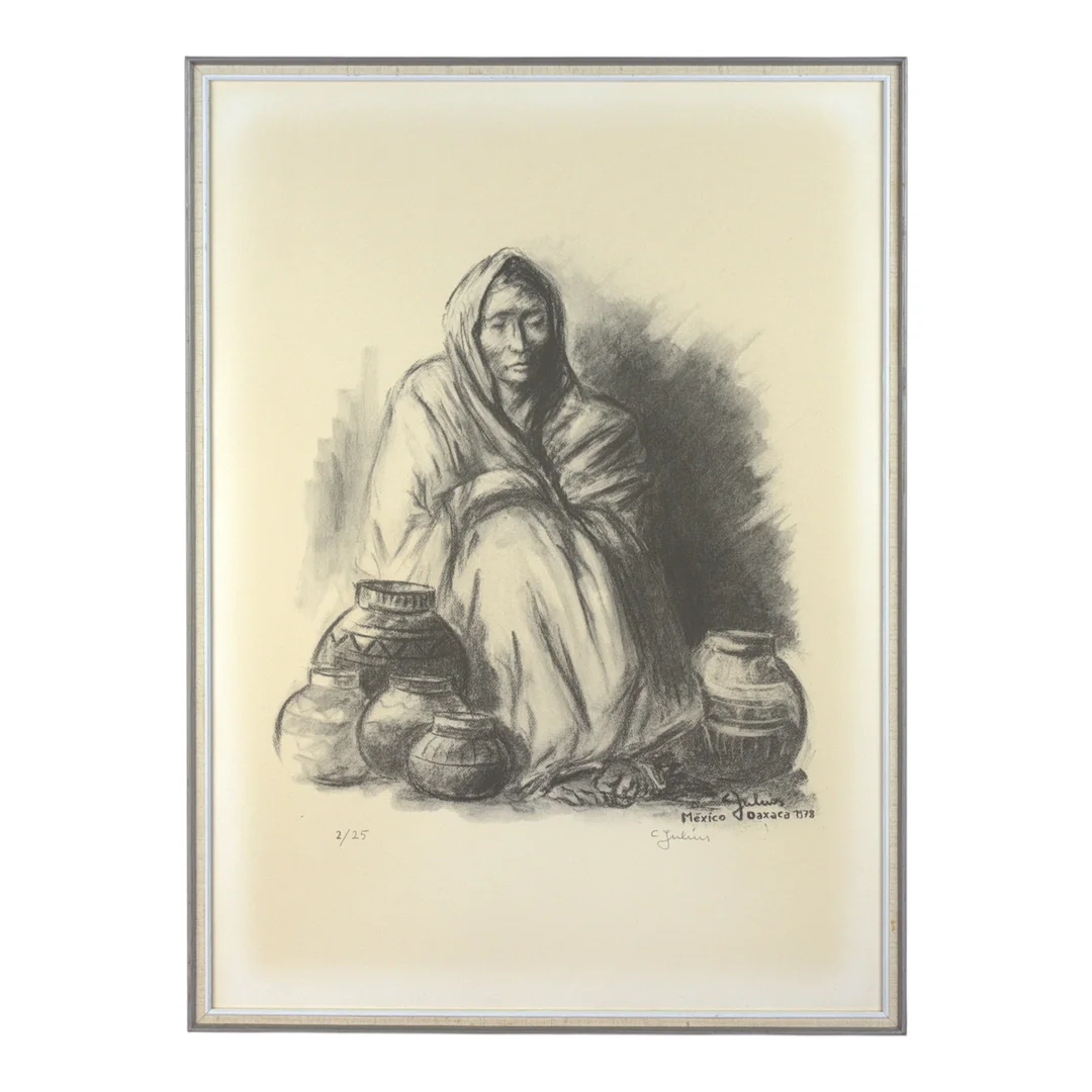 CARL JULIUS. Litografi, 2/25, "Mexico Oaxaca", signerad. — Engravings & Prints — Höganäs Auktionsverk