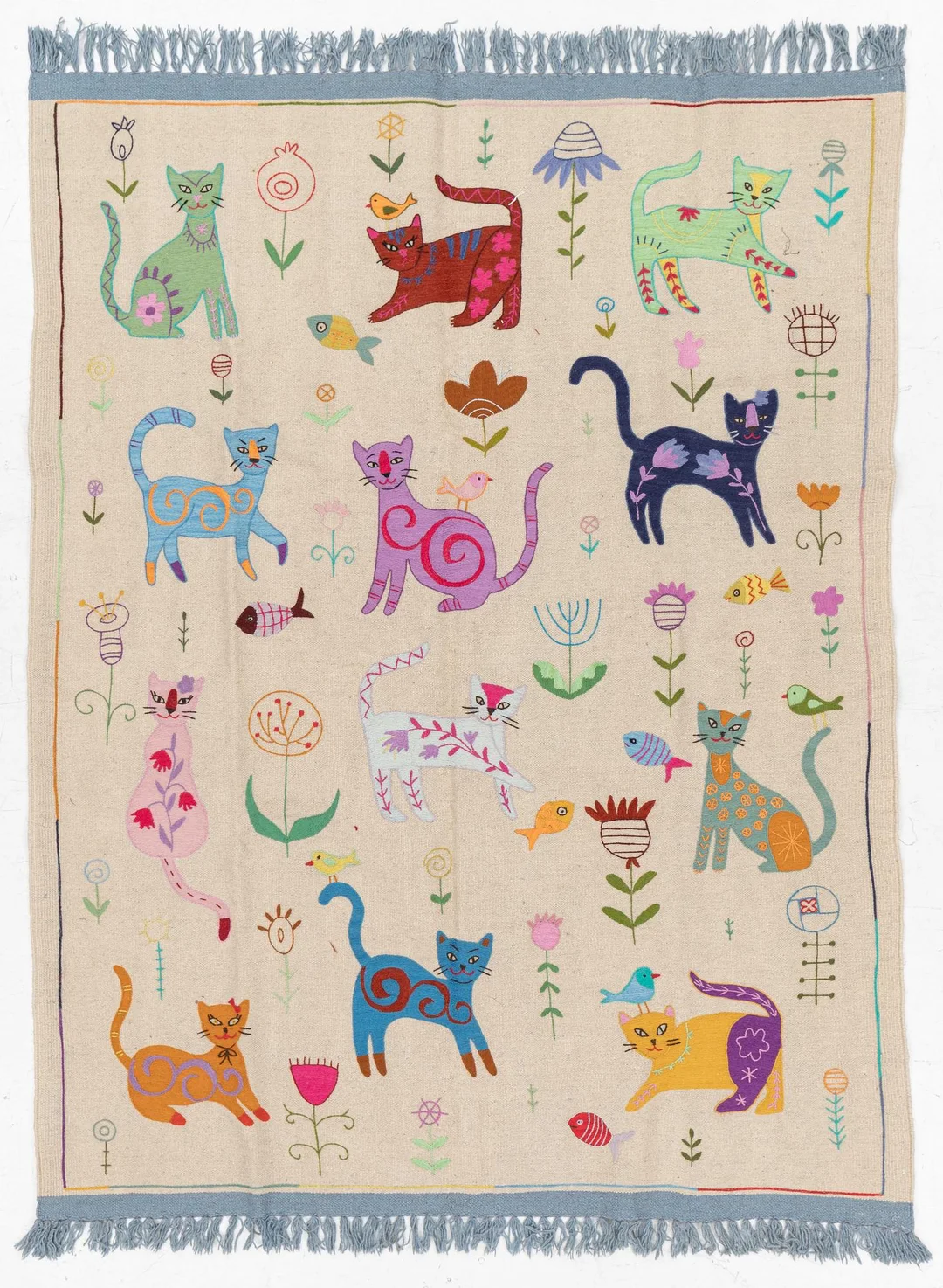 Matta, handbroderad Kelim, ca 223 x 175 cm. — Mattor & Textil/Orientaliskt — Bukowskis