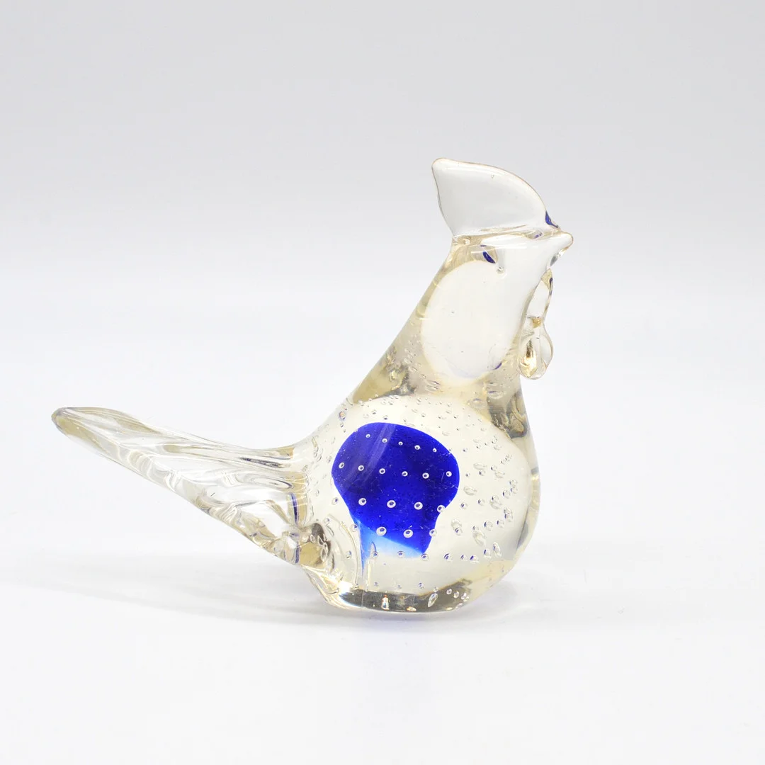 MURANO GLAS SKULPTUR, HUHN, SOMMERSO UND BULLICANTE, ITALIEN, UM 1950. — Art glass — Kunst- und Auktionshaus Kleinhenz