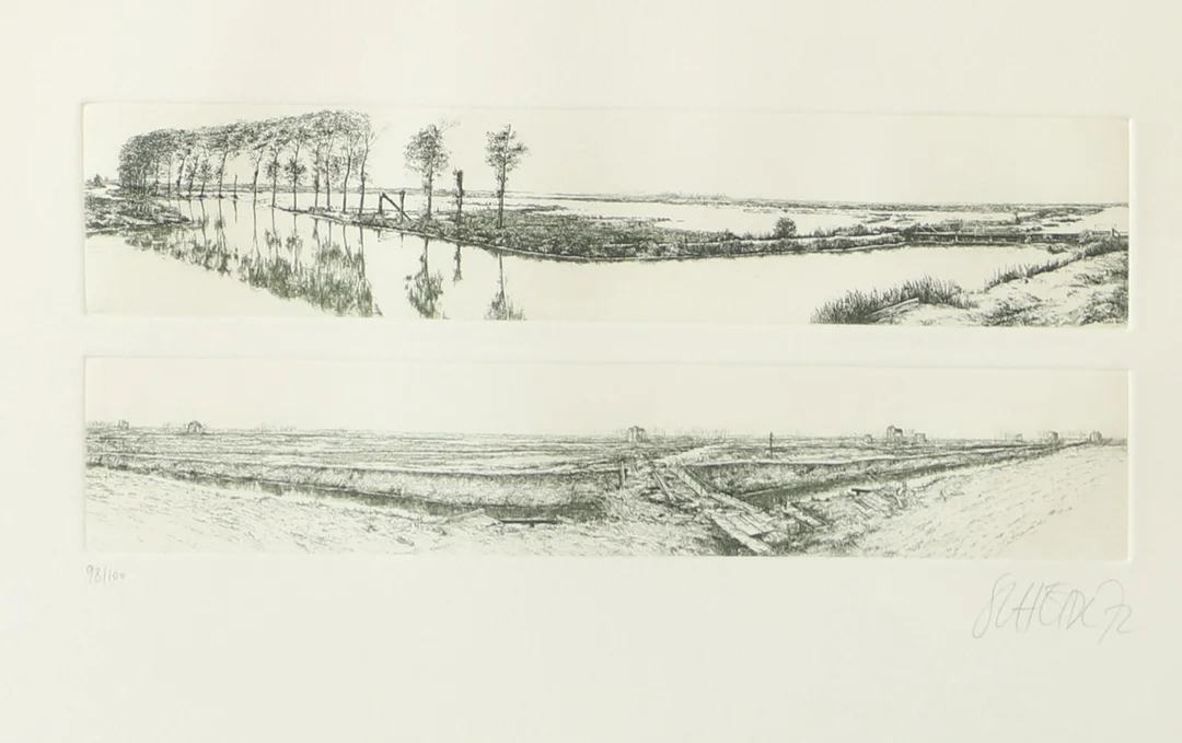ROMAN SCHEIDL. Landskapsbilder, etsning, signerad. — Engravings & Prints — Helsingborgs Auktionskammare