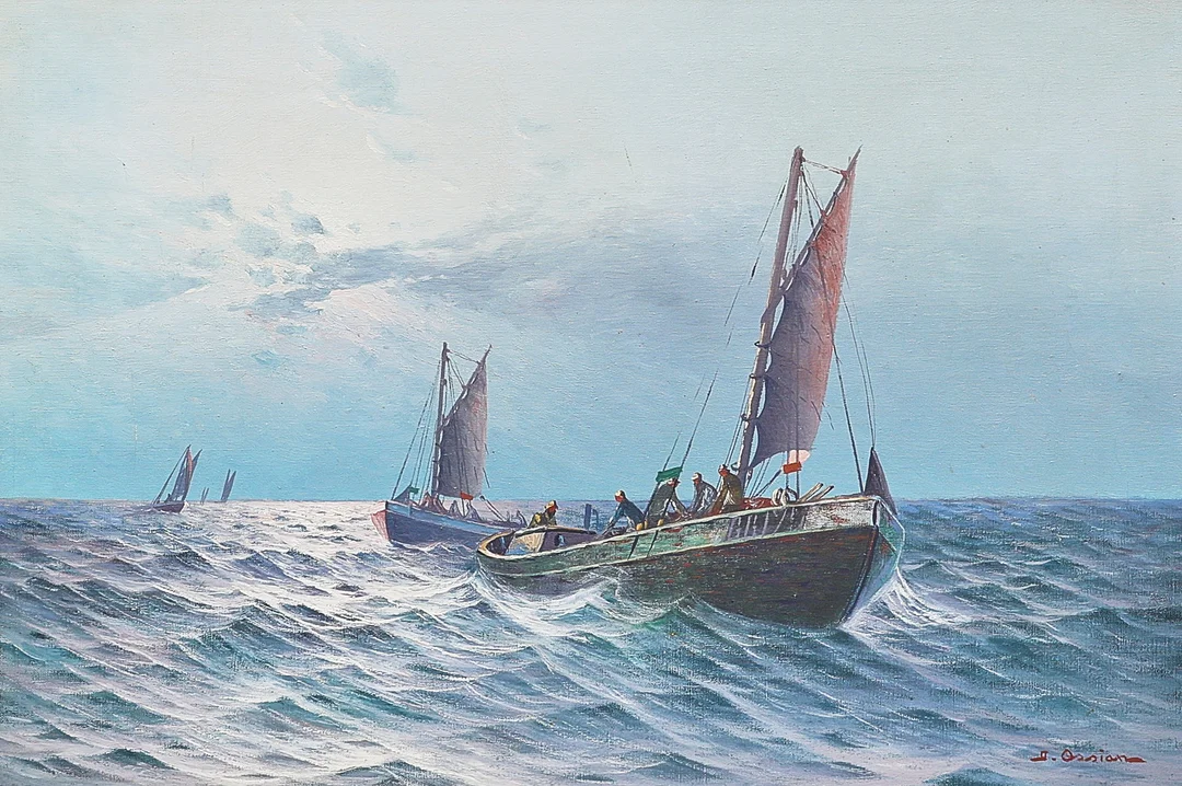 JOHAN OSSIAN-ANDERSSON. Oljemålning, signerad, segelskuta. — Paintings — Metropol Auktioner