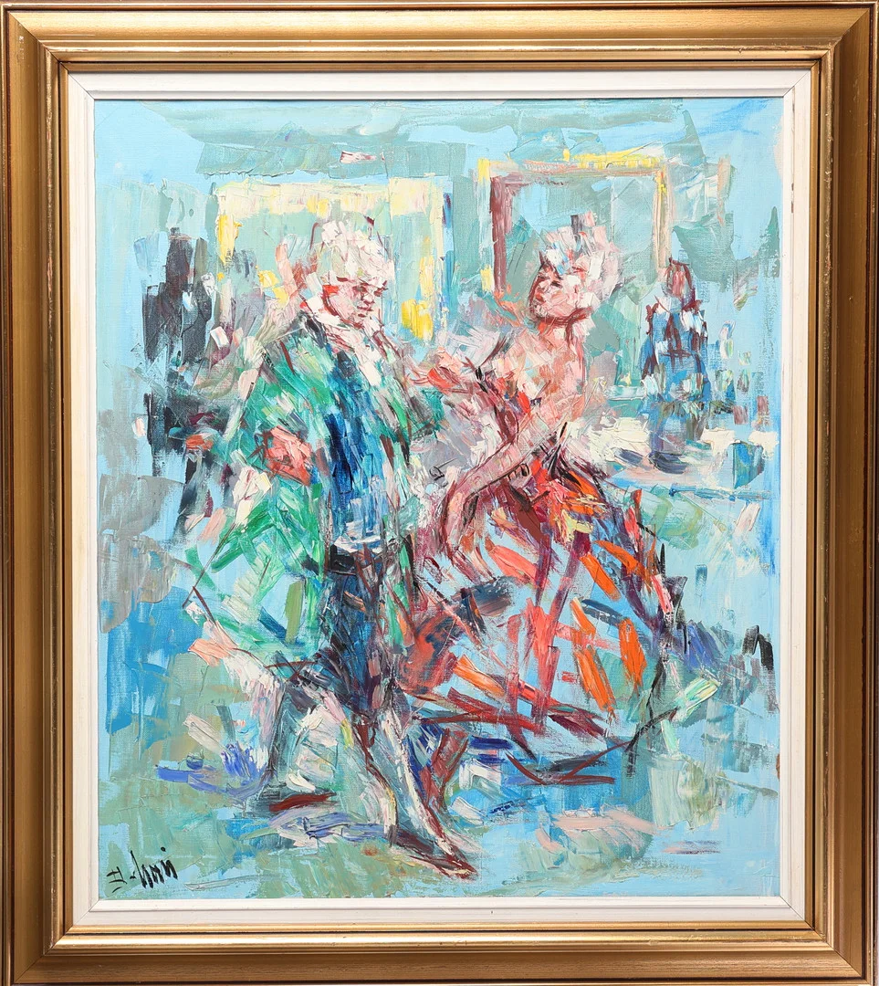 BENDT LAURITZEN. Olja på duk, motiv av dansande par, signerad. — Paintings — Gomér & Andersson Jönköping