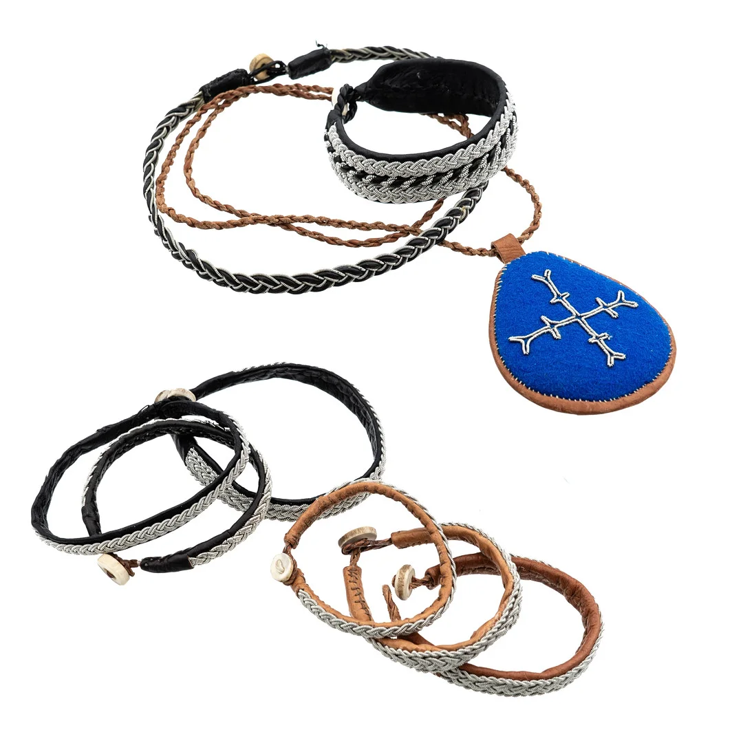 HALSBAND & ARMBAND. Sameslöjd 1900-tal (9st). — Sami Arts & Crafts — Norrlands Auktionsverk