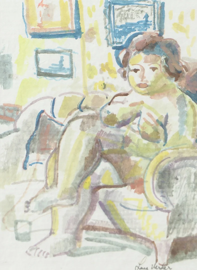 LARS HERDER. Kvinnlig modell, akvarell, signerad. — Paintings — Helsingborgs Auktionskammare