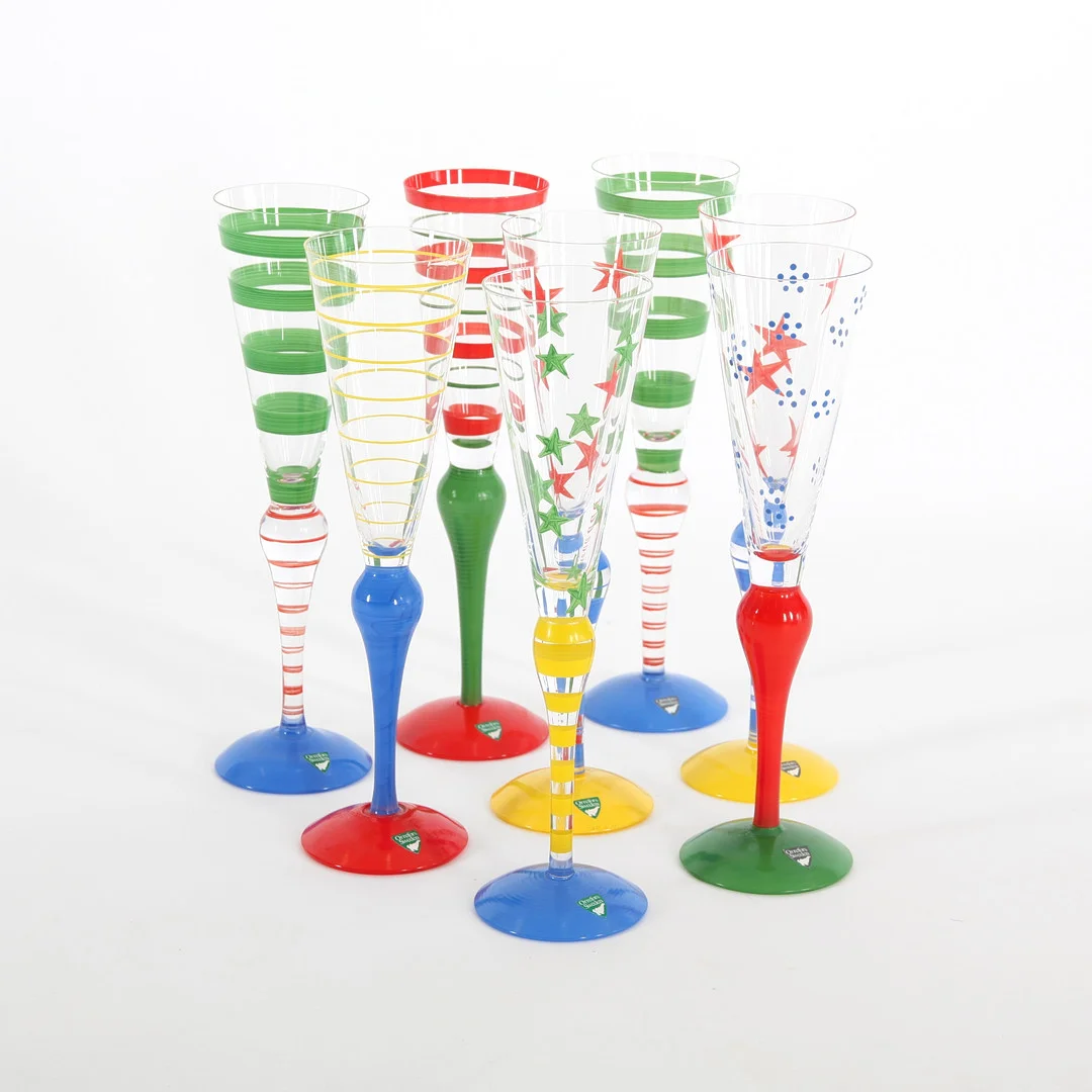 ANNE NILSSON. Champagneglas 8 st, "Clown", Orrefors. — Utility glass — Auktionsverket Engelholm