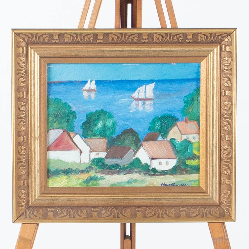 OIDENTIFIERAD KONSTNÄR. Olja på pannå, motiv från Österlen, 1900-tal. — Paintings — Laholms Auktionskammare