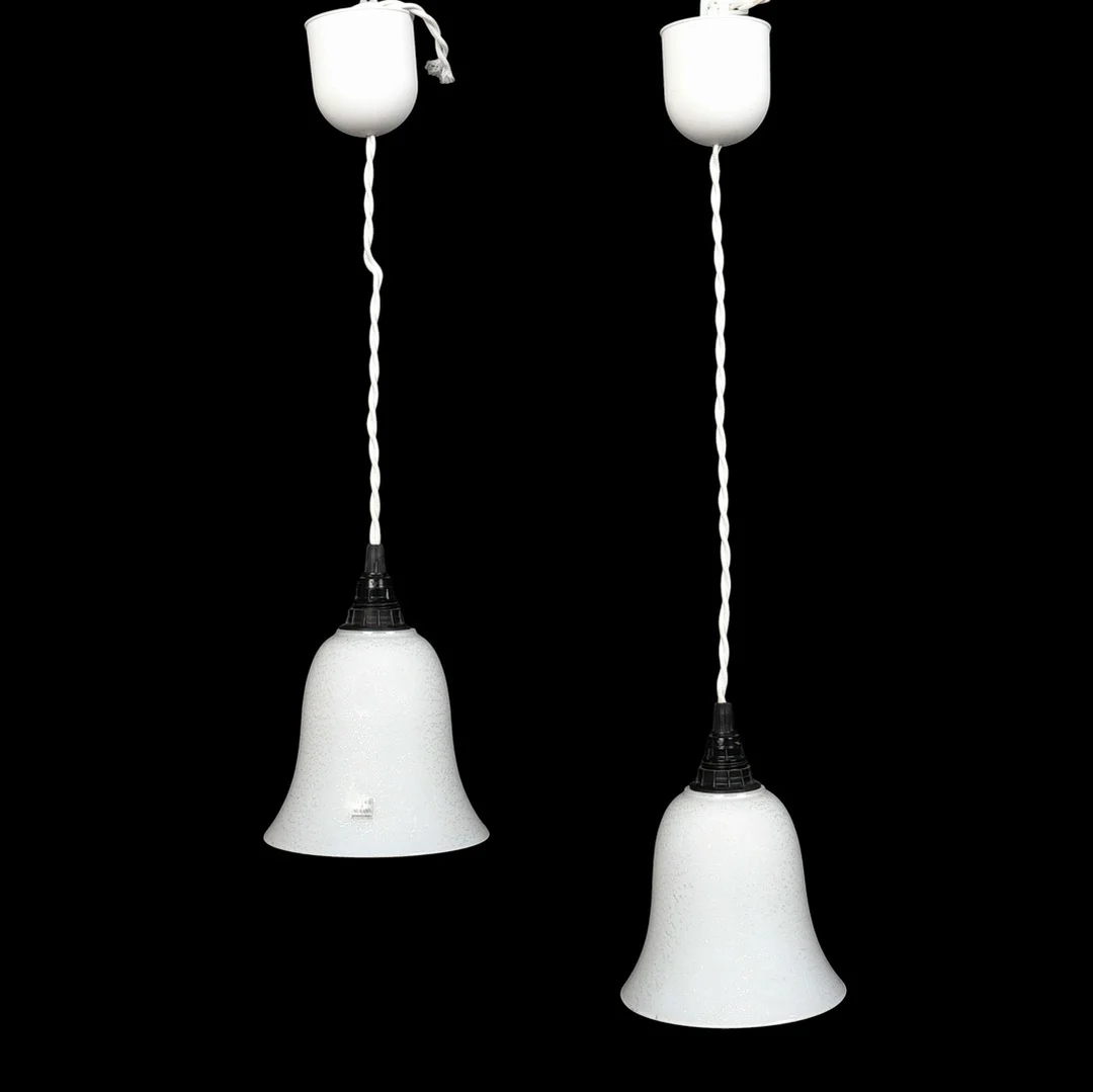 ITALIAN 1980'S PAIR OF MURANO GLASS PENDANT LIGHTS. — Ceiling lights — Young's Auctions