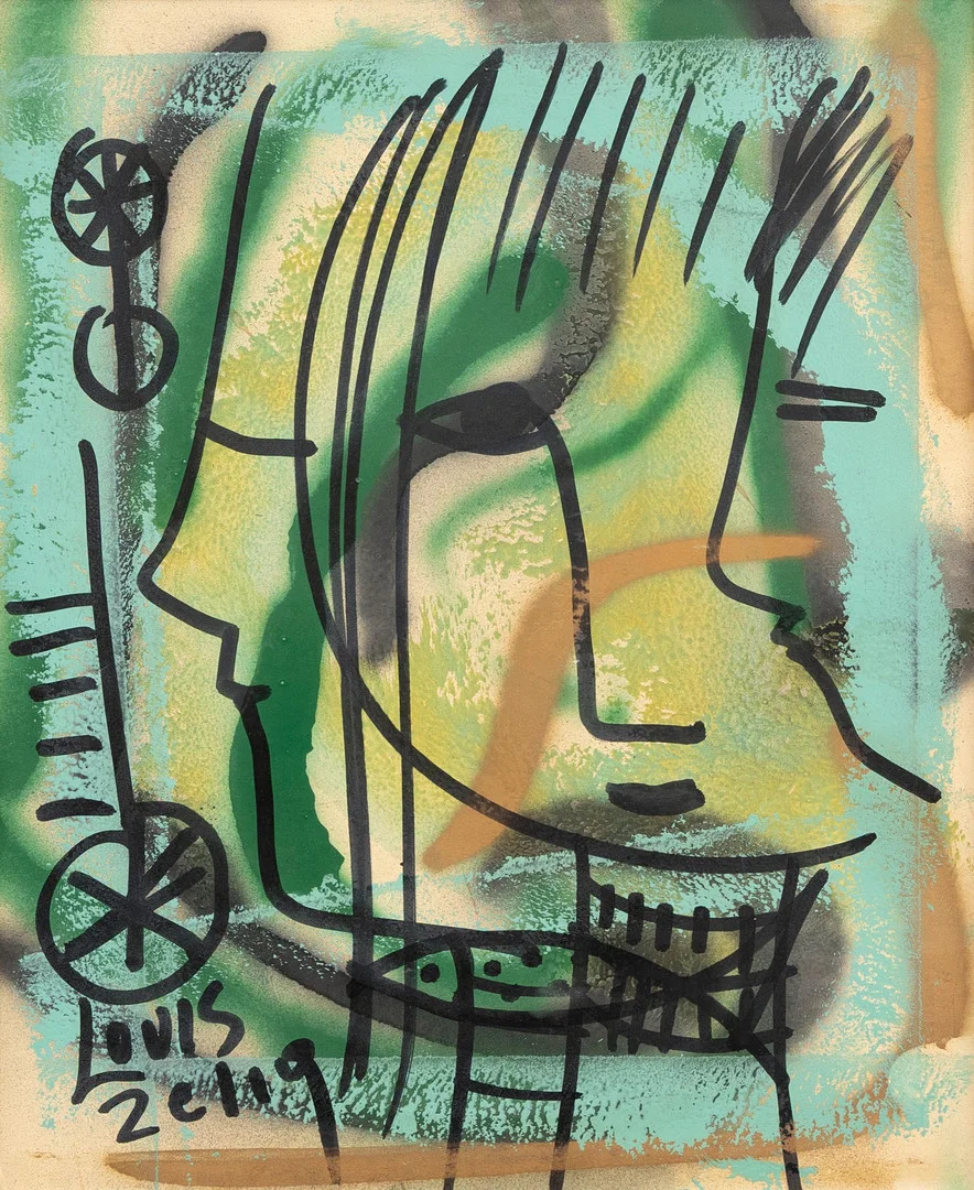 LOUIS ZELIG. Ansikten, olja på duk, signerad. — Paintings — Garpenhus Auktioner