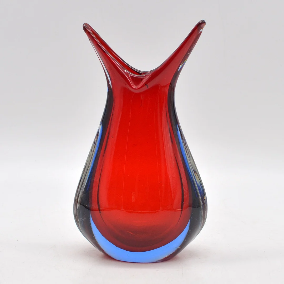 FLAVIO POLI. MURANO DESIGNERVASE, STUDIOGLAS, SOMMERSO, ITALIEN, UM 1950. — Art glass — Kunst- und Auktionshaus Kleinhenz