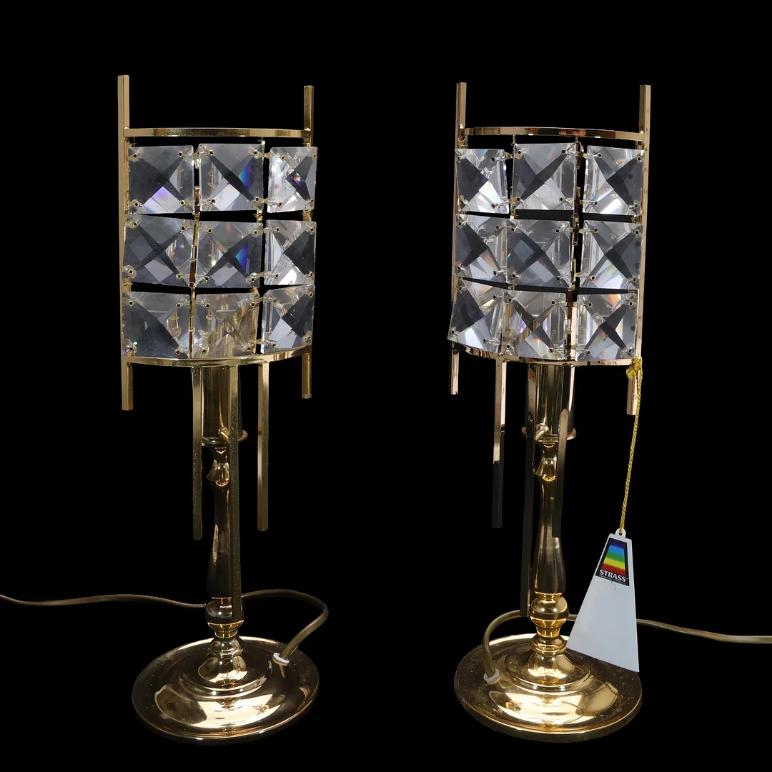 ITALIAN 1980s PAIR OF SWAROVSKI CRYSTAL AND BRASS TABLE LAMPS. — Table Lamps — Young's Auctions