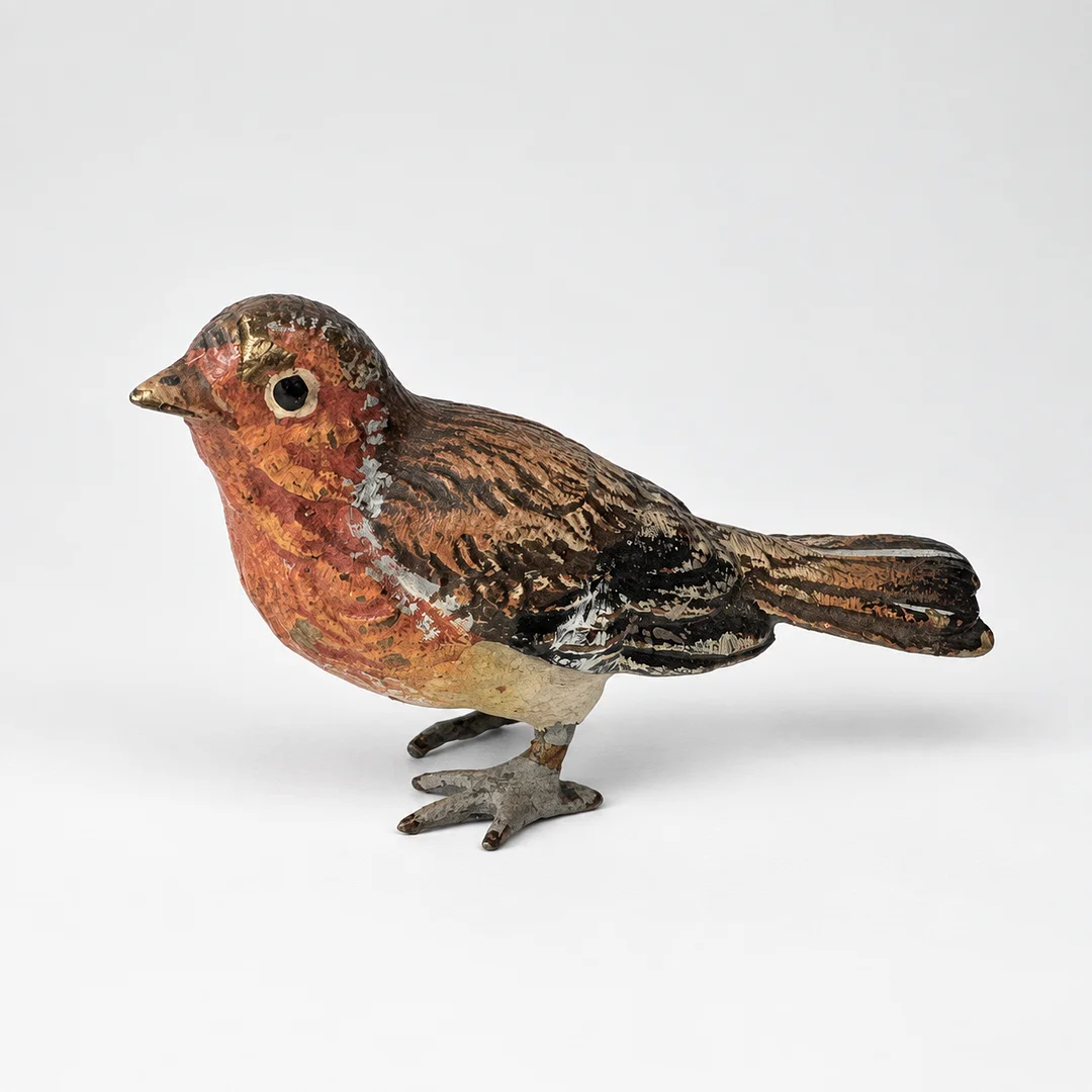 ROTKEHLCHEN – Tierfigur in der Art der Wiener Bronzen, 20. Jh., Bronze, polychrome Kaltbemalung. — Sculptures & Bronzes — Auktionshaus Blank